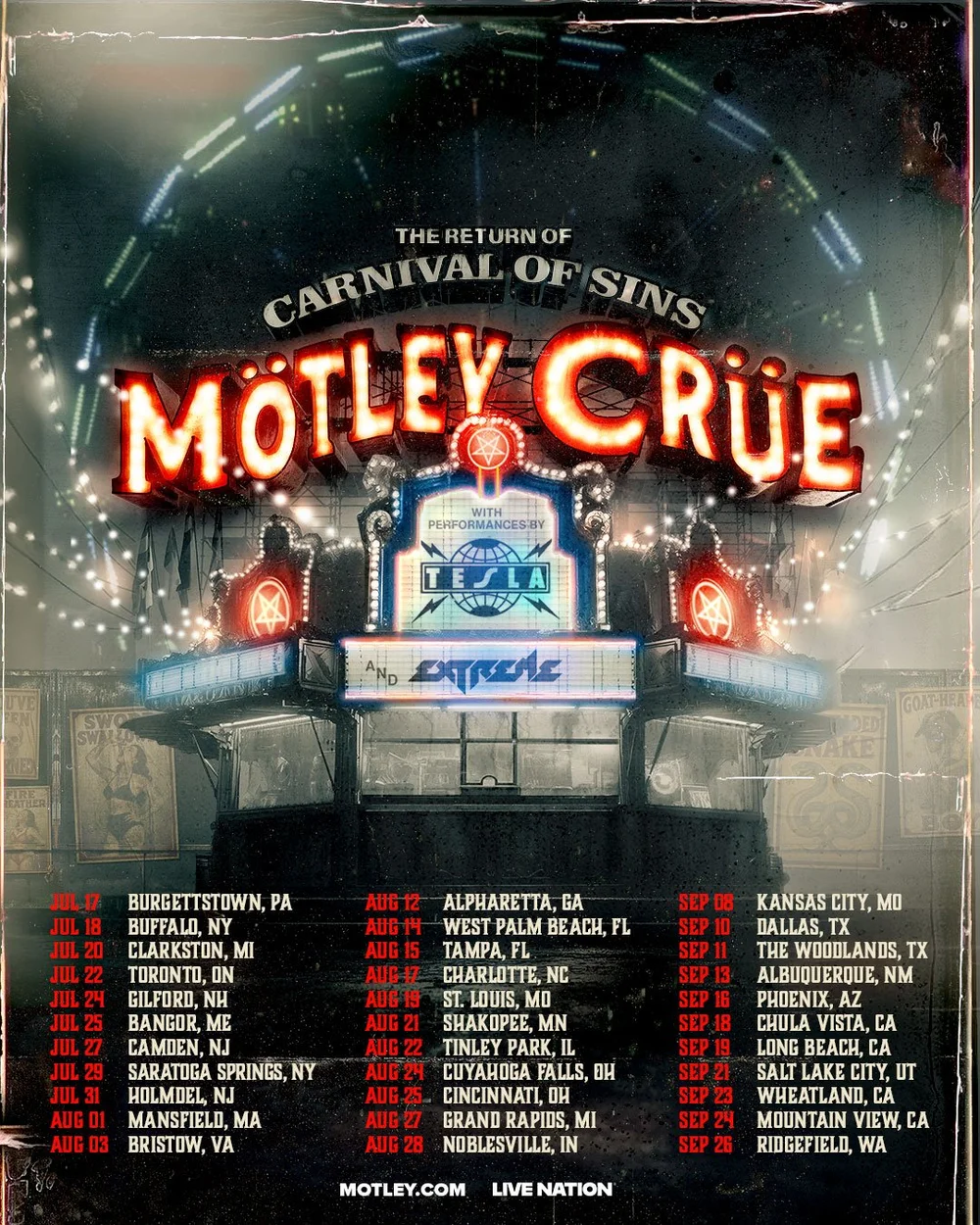 Mötley Crüe 2026–2027 tour poster